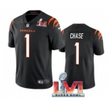 Men's Cincinnati Bengals #1 Ja'Marr Chase Black 2022 Super Bowl LVI Vapor Limited Stitched Jersey