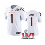 Men's Cincinnati Bengals #1 Ja'Marr Chase White 2022 Super Bowl LVI Vapor Limited Stitched Jersey