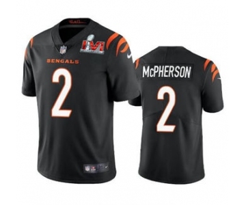 Men's Cincinnati Bengals #2 Evan McPherson 2022 Black Super Bowl LVI Vapor Limited Stitched Jersey