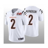 Men's Cincinnati Bengals #2 Evan McPherson 2022 White Super Bowl LVI Vapor Limited Stitched Jersey