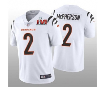 Men's Cincinnati Bengals #2 Evan McPherson 2022 White Super Bowl LVI Vapor Limited Stitched Jersey