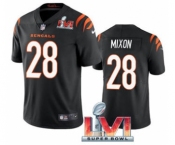 Men's Cincinnati Bengals #28 Joe Mixon Black 2022 Super Bowl LVI Vapor Limited Stitched Jersey