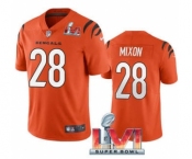 Men's Cincinnati Bengals #28 Joe Mixon Orange 2022 Super Bowl LVI Vapor Limited Stitched Jersey