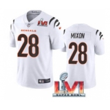 Men's Cincinnati Bengals #28 Joe Mixon White 2022 Super Bowl LVI Vapor Limited Stitched Jersey