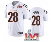 Men's Cincinnati Bengals #28 Joe Mixon White 2022 Super Bowl LVI Vapor Limited Stitched Jersey