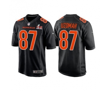 Men's Cincinnati Bengals #87 C.J. Uzomah 2022 Black Super Bowl LVI Game Stitched Jersey