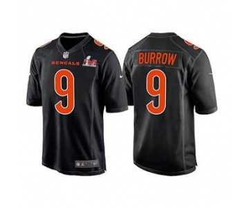 Men's Cincinnati Bengals #9 Joe Burrow 2022 Black Super Bowl LVI Game Stitched Jersey