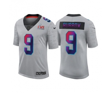 Men's Cincinnati Bengals #9 Joe Burrow 2022 Gray Super Bowl LVI Limited Stitched Jersey