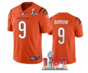 Men's Cincinnati Bengals #9 Joe Burrow Orange 2022 Super Bowl LVI Vapor Limited Stitched Jersey