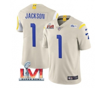 Men's Los Angeles Rams #1 Desean Jackson Bone 2022 Super Bowl LVI Vapor Limited Stitched Jersey