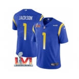 Men's Los Angeles Rams #1 Desean Jackson Royal 2022 Super Bowl LVI Vapor Limited Stitched Jersey