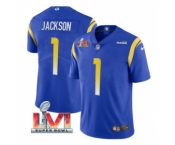 Men's Los Angeles Rams #1 Desean Jackson Royal 2022 Super Bowl LVI Vapor Limited Stitched Jersey