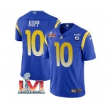 Men's Los Angeles Rams #10 Cooper Kupp 2022 Royal With C Patch Super Bowl LVI Vapor Limited Jersey