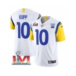 Men's Los Angeles Rams #10 Cooper Kupp 2022 White With C Patch Super Bowl LVI Vapor Limited Jersey