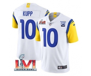 Men's Los Angeles Rams #10 Cooper Kupp 2022 White With C Patch Super Bowl LVI Vapor Limited Jersey