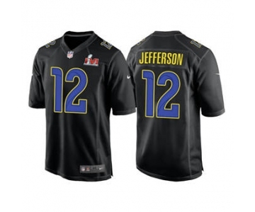 Men's Los Angeles Rams #12 Van Jefferson Black 2022 Super Bowl LVI Game Stitched Jersey