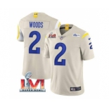 Men's Los Angeles Rams #2 Robert Woods Bone 2022 Super Bowl LVI Vapor Limited Stitched Jersey