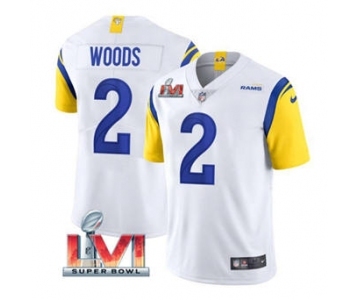 Men's Los Angeles Rams #2 Robert Woods White 2022 Super Bowl LVI Vapor Limited Stitched Jersey