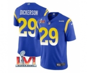 Men's Los Angeles Rams #29 Eric Dickerson Royal 2022 Super Bowl LVI Vapor Limited Stitched Jersey