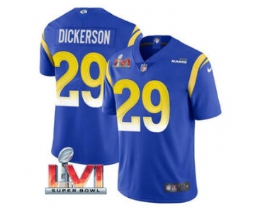 Men's Los Angeles Rams #29 Eric Dickerson Royal 2022 Super Bowl LVI Vapor Limited Stitched Jersey