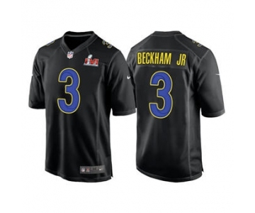 Men's Los Angeles Rams #3 Odell Beckham Jr. Black 2022 Super Bowl LVI Game Stitched Jersey