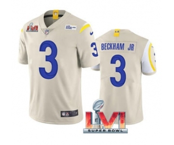 Men's Los Angeles Rams #3 Odell Beckham Jr. Bone 2022 Super Bowl LVI Vapor Limited Stitched Jersey