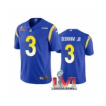 Men's Los Angeles Rams #3 Odell Beckham Jr. Royal 2022 Super Bowl LVI Vapor Limited Stitched Jersey