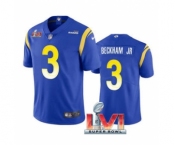 Men's Los Angeles Rams #3 Odell Beckham Jr. Royal 2022 Super Bowl LVI Vapor Limited Stitched Jersey