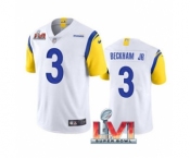 Men's Los Angeles Rams #3 Odell Beckham Jr. White 2022 Super Bowl LVI Vapor Limited Stitched Jersey