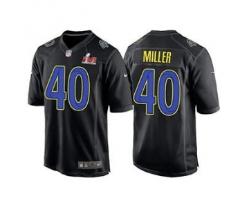 Men's Los Angeles Rams #40 Von Miller Black 2022 Super Bowl LVI Game Stitched Jersey