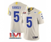 Men's Los Angeles Rams #5 Jalen Ramsey Bone 2022 Super Bowl LVI Vapor Limited Stitched Jersey