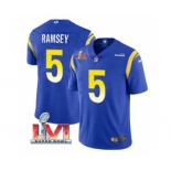 Men's Los Angeles Rams #5 Jalen Ramsey Royal 2022 Super Bowl LVI Vapor Limited Stitched Jersey