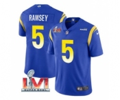 Men's Los Angeles Rams #5 Jalen Ramsey Royal 2022 Super Bowl LVI Vapor Limited Stitched Jersey