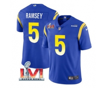 Men's Los Angeles Rams #5 Jalen Ramsey Royal 2022 Super Bowl LVI Vapor Limited Stitched Jersey