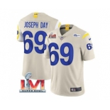 Men's Los Angeles Rams #69 Sebastian Joseph-Day Bone 2022 Super Bowl LVI Vapor Limited Stitched Jersey