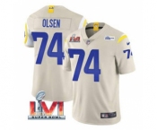 Men's Los Angeles Rams #74 Merlin Olsen Bone 2022 Super Bowl LVI Vapor Limited Stitched Jersey