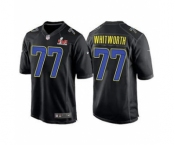 Men's Los Angeles Rams #77 Andrew Whitworth Black 2022 Super Bowl LVI Game Stitched Jersey