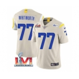 Men's Los Angeles Rams #77 Andrew Whitworth Bone 2022 Super Bowl LVI Vapor Limited Stitched Jersey