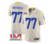 Men's Los Angeles Rams #77 Andrew Whitworth Bone 2022 Super Bowl LVI Vapor Limited Stitched Jersey