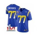 Men's Los Angeles Rams #77 Andrew Whitworth Royal 2022 Super Bowl LVI Vapor Limited Stitched Jersey