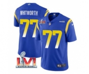 Men's Los Angeles Rams #77 Andrew Whitworth Royal 2022 Super Bowl LVI Vapor Limited Stitched Jersey