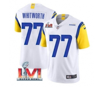 Men's Los Angeles Rams #77 Andrew Whitworth White 2022 Super Bowl LVI Vapor Limited Stitched Jersey