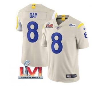 Men's Los Angeles Rams #8 Matt Gay Bone 2022 Super Bowl LVI Vapor Limited Stitched Jersey