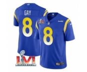 Men's Los Angeles Rams #8 Matt Gay Royal 2022 Super Bowl LVI Vapor Limited Stitched Jersey