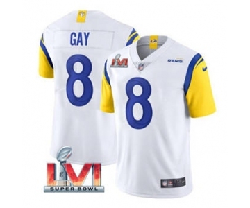 Men's Los Angeles Rams #8 Matt Gay White 2022 Super Bowl LVI Vapor Limited Stitched Jersey