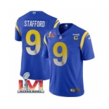 Men's Los Angeles Rams #9 Matthew Stafford 2022 Royal With C Patch Super Bowl LVI Vapor Limited Jersey