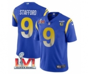 Men's Los Angeles Rams #9 Matthew Stafford 2022 Royal With C Patch Super Bowl LVI Vapor Limited Jersey