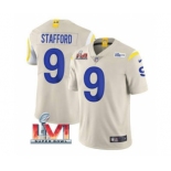 Men's Los Angeles Rams #9 Matthew Stafford Bone 2022 Super Bowl LVI Vapor Limited Stitched Jersey