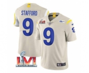 Men's Los Angeles Rams #9 Matthew Stafford Bone 2022 Super Bowl LVI Vapor Limited Stitched Jersey