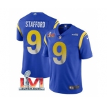 Men's Los Angeles Rams #9 Matthew Stafford Royal 2022 Super Bowl LVI Vapor Limited Stitched Jersey